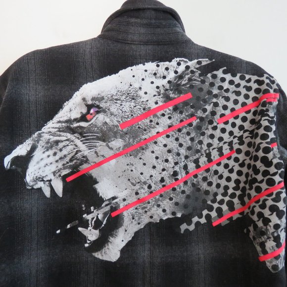 MARCELO BURLON COUNTY OF MILAN Sham Panther Print Plaid Wool Blend Shirt Sz XXS - Picture 4 of 16